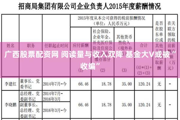 广西股票配资网 阅读量与收入双降 基金大V或被“收编”