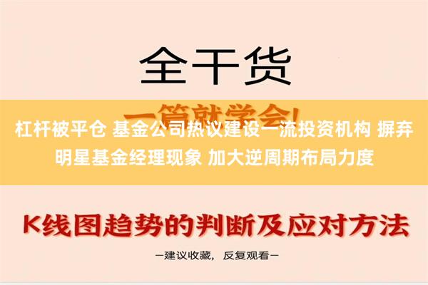 杠杆被平仓 基金公司热议建设一流投资机构 摒弃明星基金经理现象 加大逆周期布局力度