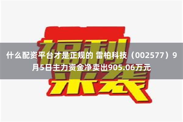 什么配资平台才是正规的 雷柏科技（002577）9月5日主力资金净卖出905.06万元